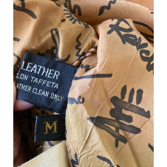 VINTAGE Womens WINLIT Sz Medium Brown Tan Leather Jacket Nylon Lining - Picture 4 of 11